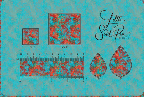 3157 - Turquoise and Rust Abstract